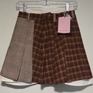 Avec Les Filles Multi-Plaid Mini Skirt